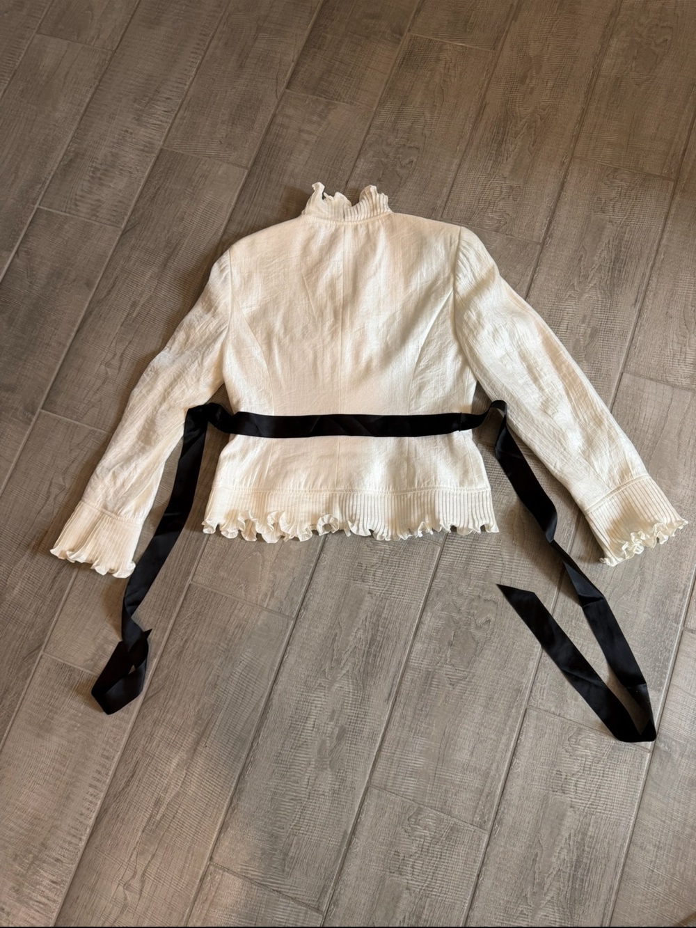 🖤 Adrianna Papell Ivory Ruffle Jacket Top - Picture 5 of 11